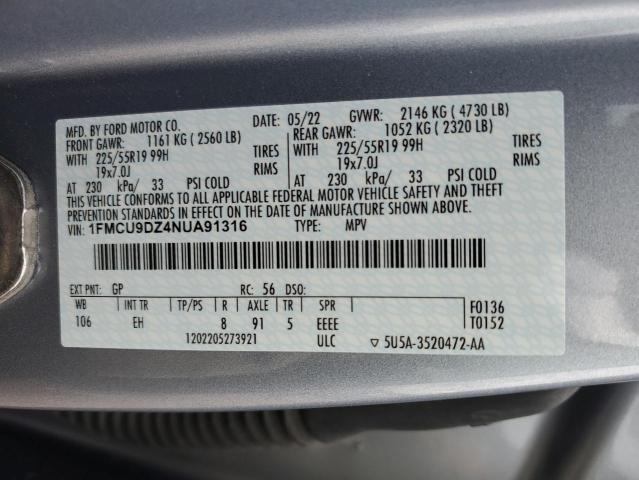 1FMCU9DZ4NUA91316 Ford ESCAPE TIT