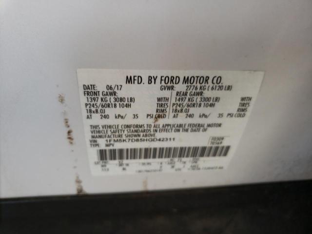 1FM5K7D85HGD42311 Ford EXPLORER X