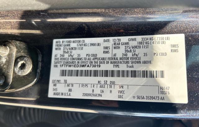 1FTFW1ED3MFA73019 Ford F150 SUPER