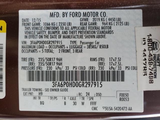 3FA6P0HD0GR297915 Ford FUSION SE