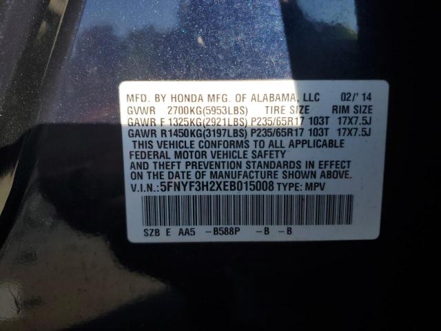 5FNYF3H2XEB015008 Honda PILOT LX