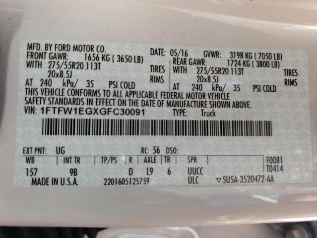 1FTFW1EGXGFC30091 Ford F150 SUPER