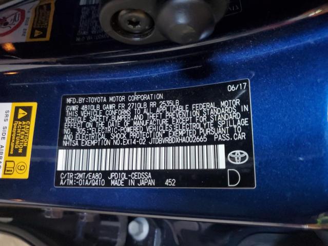 JTDBVRBDXHA002665 Toyota Mirai