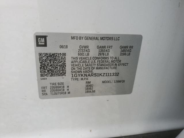 1GYKNARS1KZ111332 Cadillac XT5