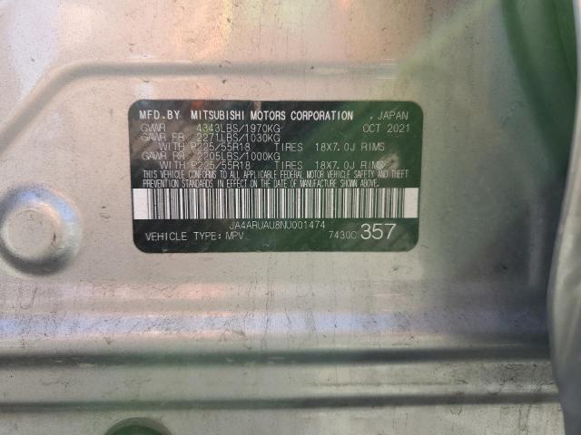 JA4ARUAU8NU001474 Mitsubishi Outlander