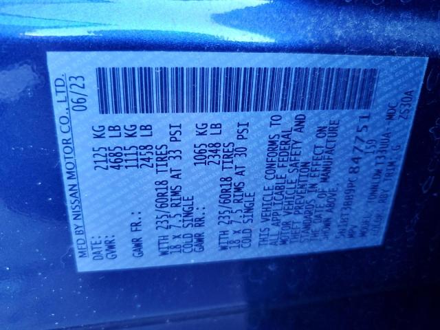 5N1BT3BB9PC847751 Nissan ROGUE SV