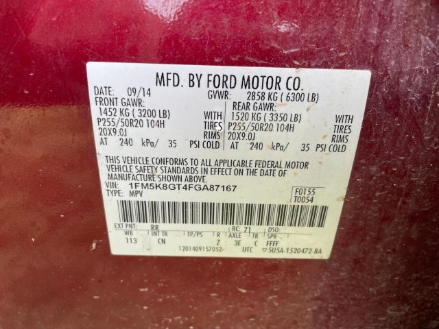 1FM5K8GT4FGA87167 Ford EXPLORER S
