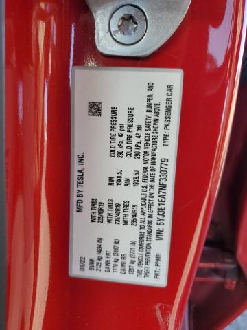 5YJ3E1EA7NF330779 Tesla 2022
