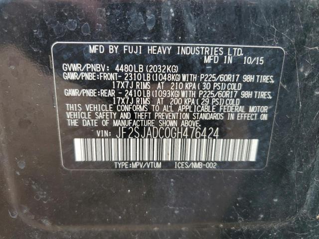 JF2SJADC0GH476424 Subaru FORESTER 2