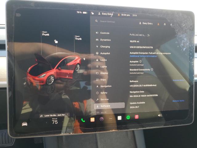 5YJ3E1EA7NF330779 Tesla 2022
