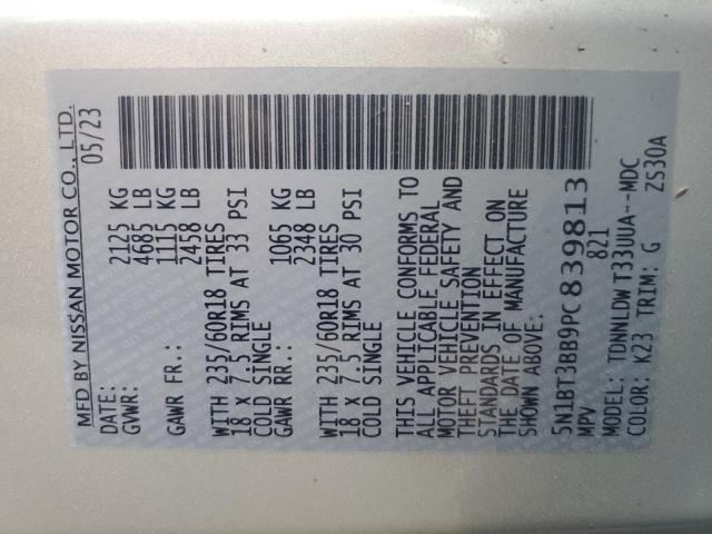 5N1BT3BB9PC839813 Nissan ROGUE SV