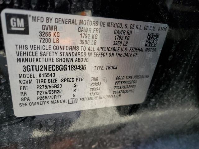 2016 GMC SIERRA K15 3GTU2NEC8GG189496  71499344