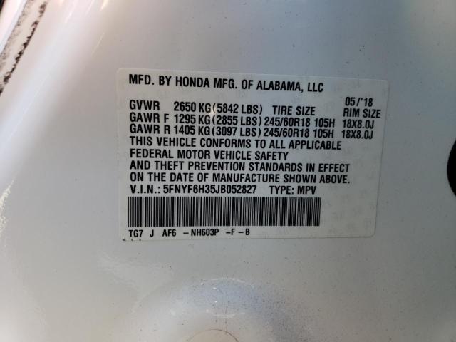5FNYF6H35JB052827 Honda Pilot Ex