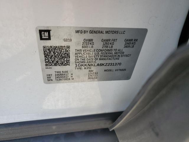 1GKKNKLA6KZ231370 GMC ACADIA SLE