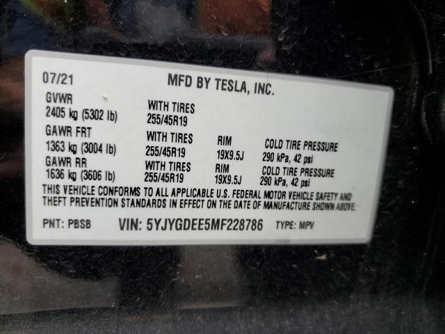 5YJYGDEE5MF228786 Tesla Model Y