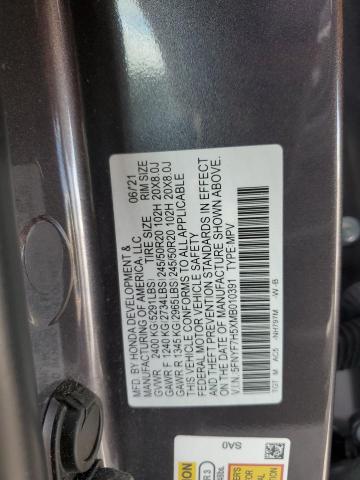 5FNYF7H5XMB010391 Honda Passport Exl