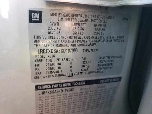 LRBFXCSA3KD107003 Buick Envision Essence