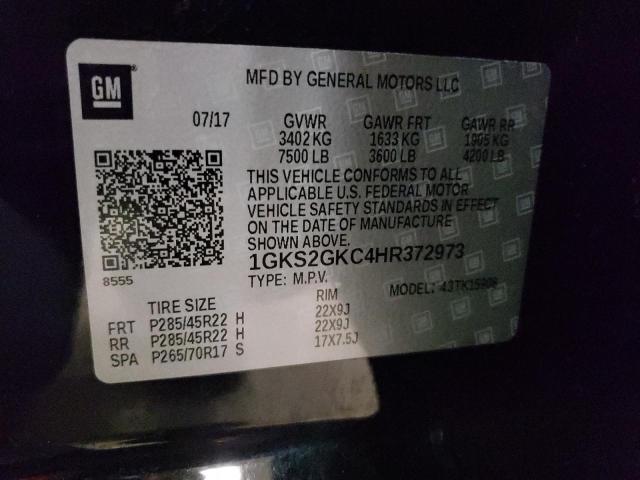 1GKS2GKC4HR372973 GMC Yukon Xl K1500 Slt