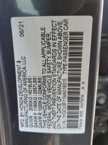 1HGCV3F11MA018315 Honda ACCORD HYBRID