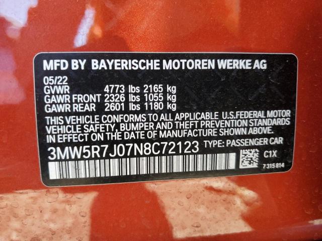 3MW5R7J07N8C72123 BMW 330XI