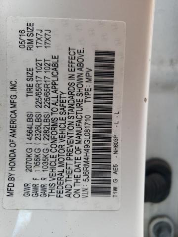 5J6RM4H49GL081710 Honda CR-V SE