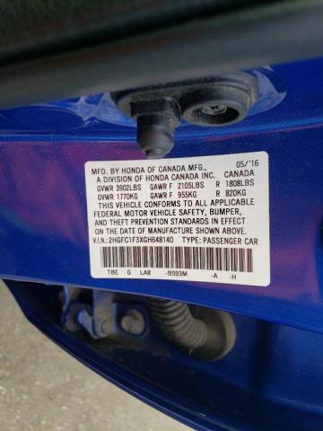 2HGFC1F3XGH648140 Honda CIVIC EX