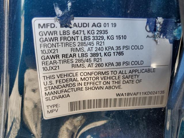 WA1BVAF11KD024135 Audi Q8 Premium Plus