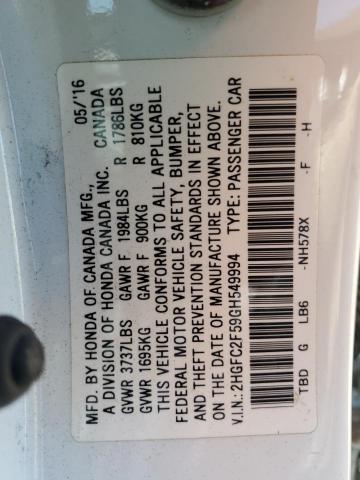 2HGFC2F59GH549994 Honda Civic Lx