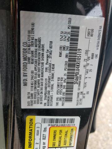 3FA6P0LU4KR105119 Ford FUSION SE