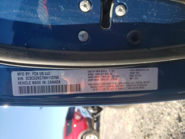 2C3CDZKG7NH113760 Dodge Challenger Gt