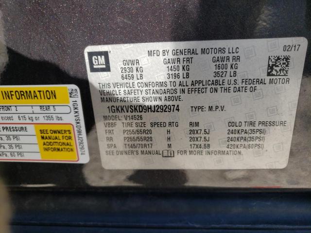 1GKKVSKD9HJ292974 GMC Acadia Limited Slt-2