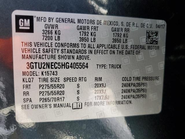 3GTU2NEC5HG405564 GMC Sierra K1500 Slt