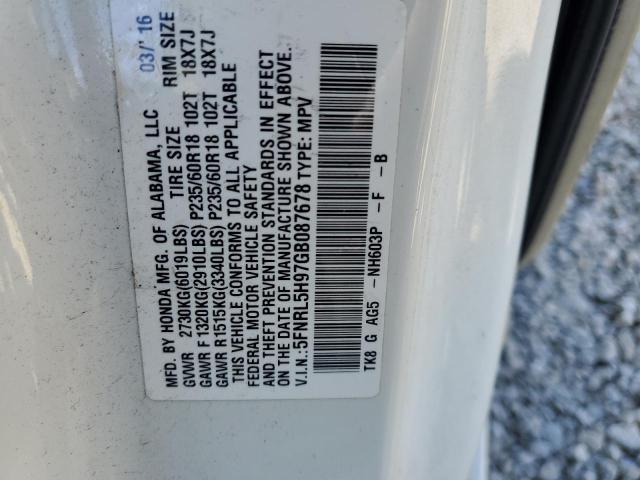 5FNRL5H97GB087678 Honda Odyssey Touring