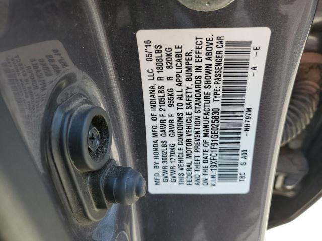 19XFC1F91GE025830 Honda Civic Touring