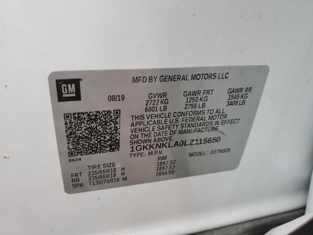 1GKKNKLA0LZ115650 GMC ACADIA SLE
