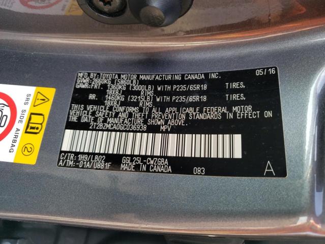 2T2BZMCA0GC036938 Lexus Rx 350 Base