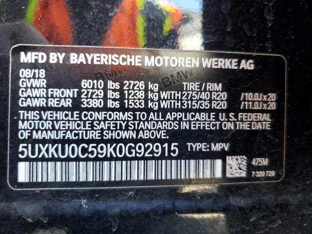 5UXKU0C59K0G92915 BMW X6 Sdrive35i