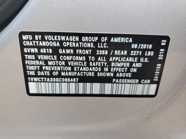 1VWCT7A33GC065467 Volkswagen PASSAT SEL