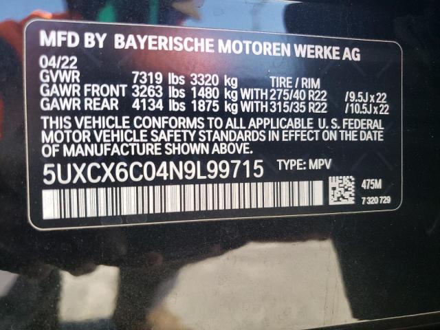 5UXCX6C04N9L99715 BMW X7 M50i