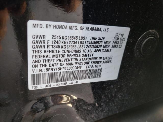 5FNYF5H94LB009548 Honda Pilot Touring