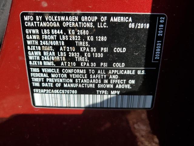 1V2AP2CA0KC570760 Volkswagen Atlas S