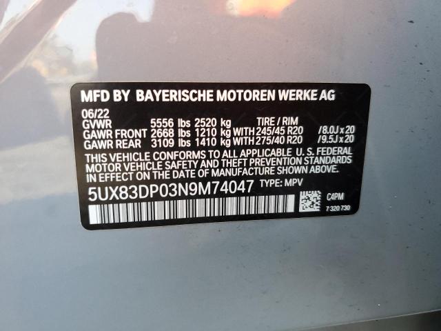 5UX83DP03N9M74047 BMW X3 M40i