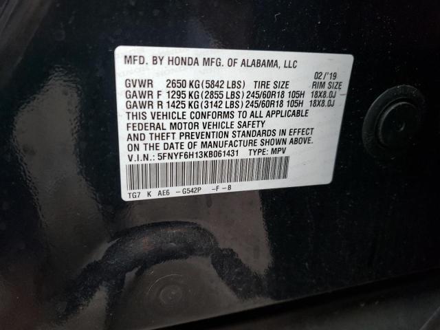 5FNYF6H13KB061431 Honda PILOT LX