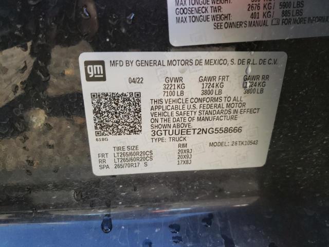 3GTUUEET2NG558666 GMC Sierra K1500 At4