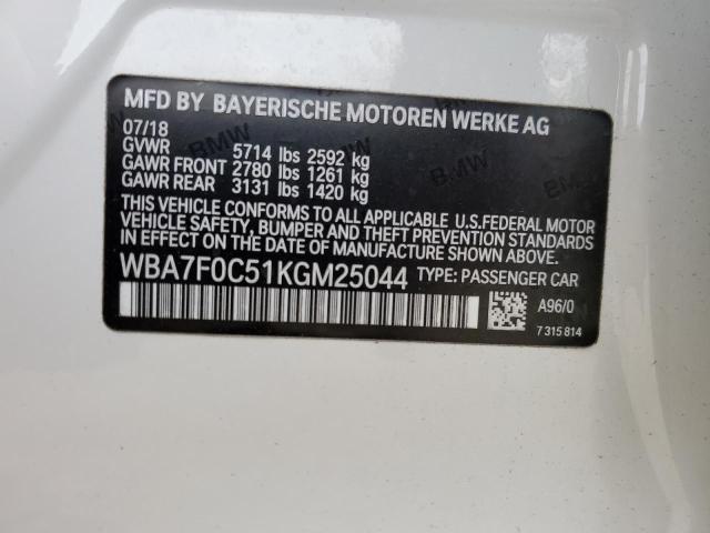 WBA7F0C51KGM25044 BMW 750 I