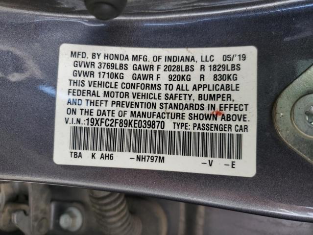 19XFC2F89KE039870 Honda Civic Sport