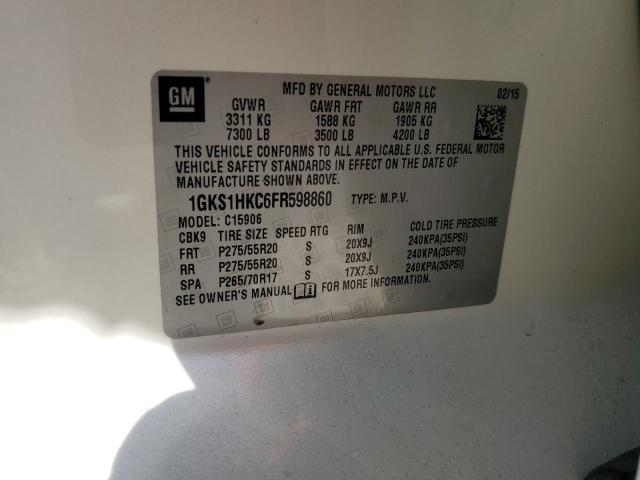 1GKS1HKC6FR598860 GMC Yukon Xl C1500 Slt