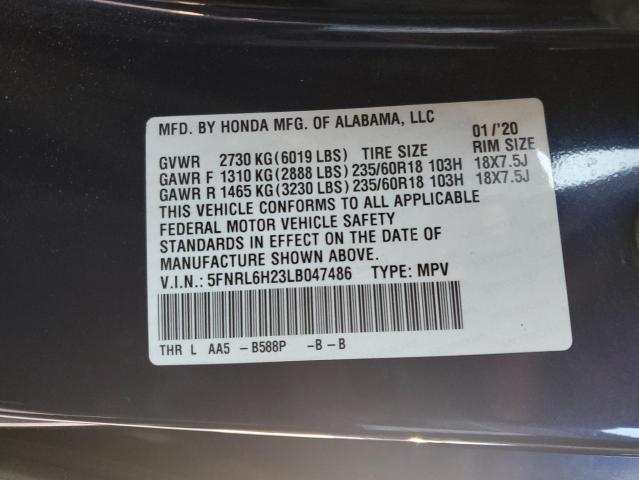 5FNRL6H23LB047486 Honda ODYSSEY LX