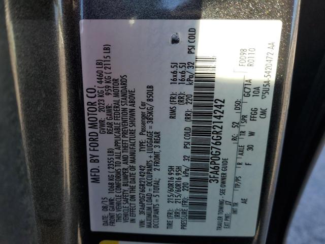 3FA6P0G76GR214242 Ford FUSION S