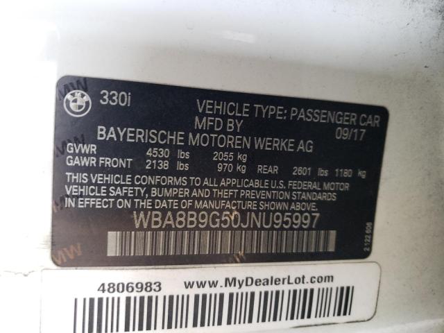 WBA8B9G50JNU95997 BMW 330 I